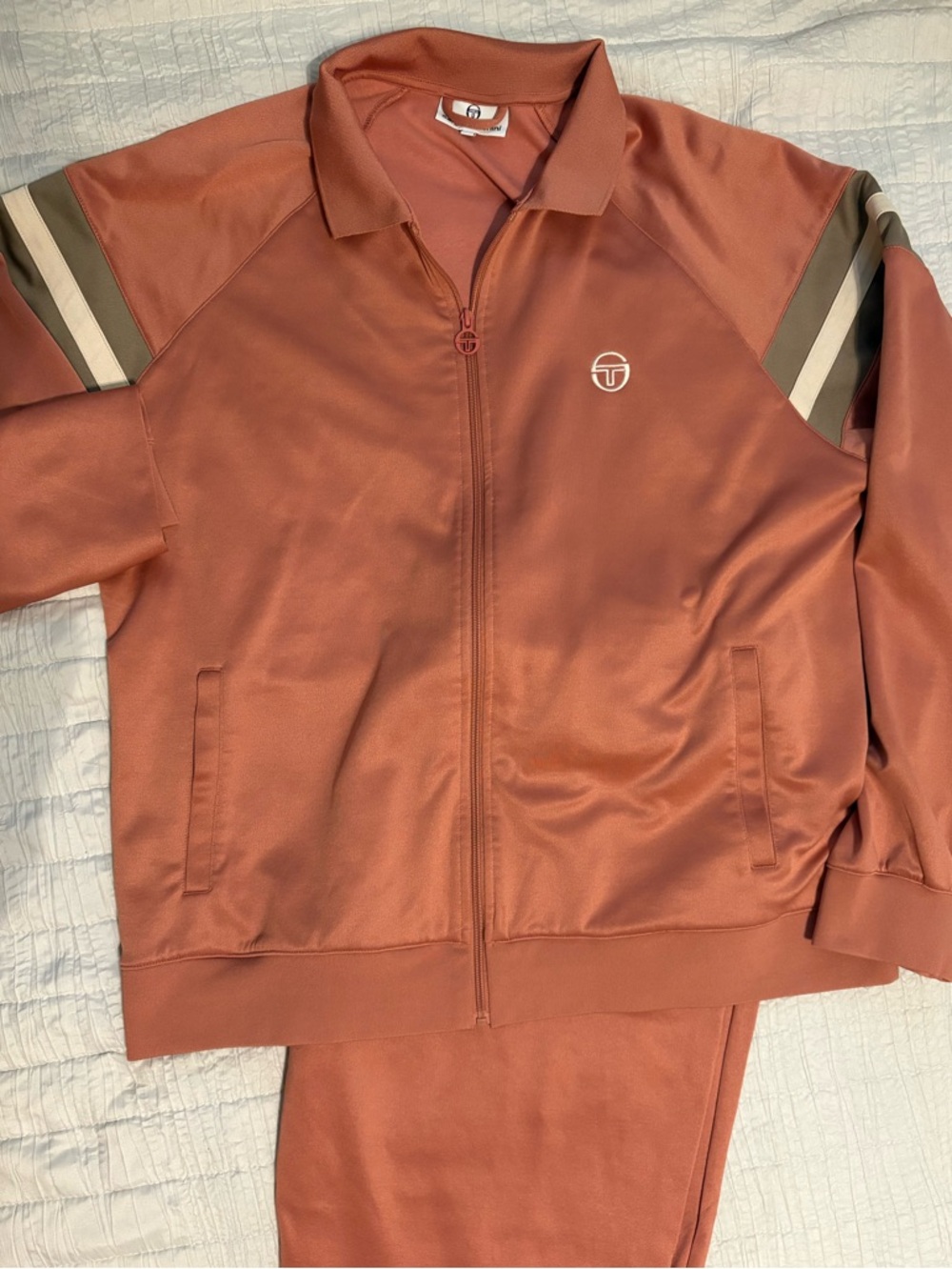 Sergio Tacchini Dusty Rose Zip-Front Track Suit- Logo Detail